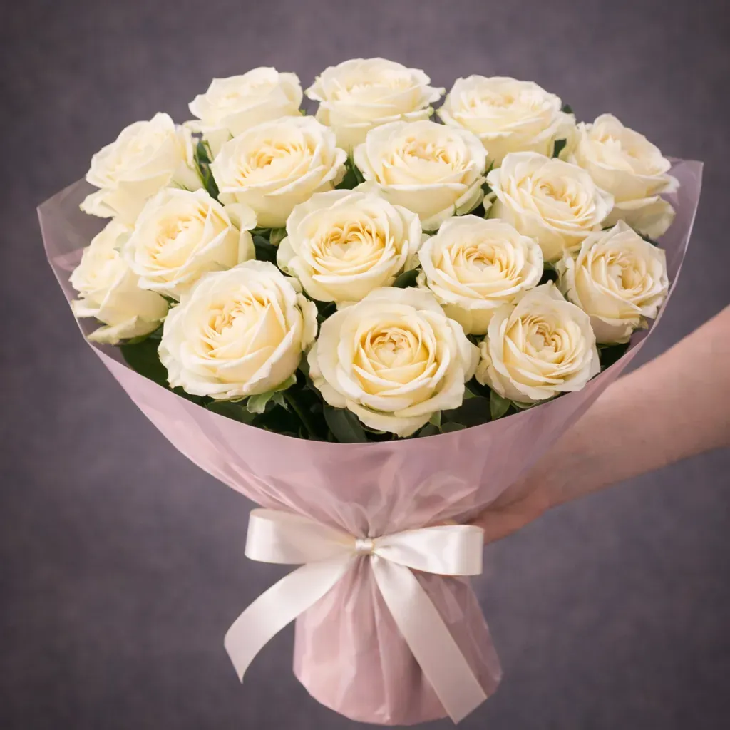 Bouquet of 15 white roses