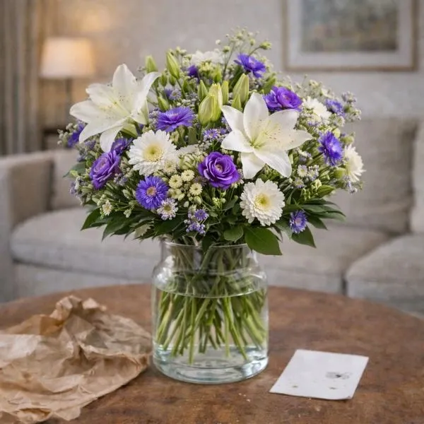 Purple and white bouquet