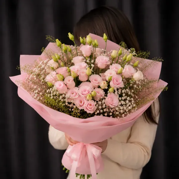 Pink lisianthus bouquet