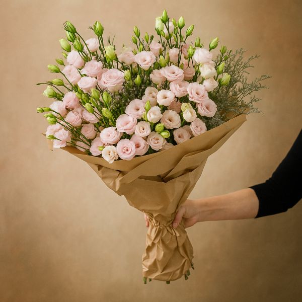 Pink lisianthus bouquet