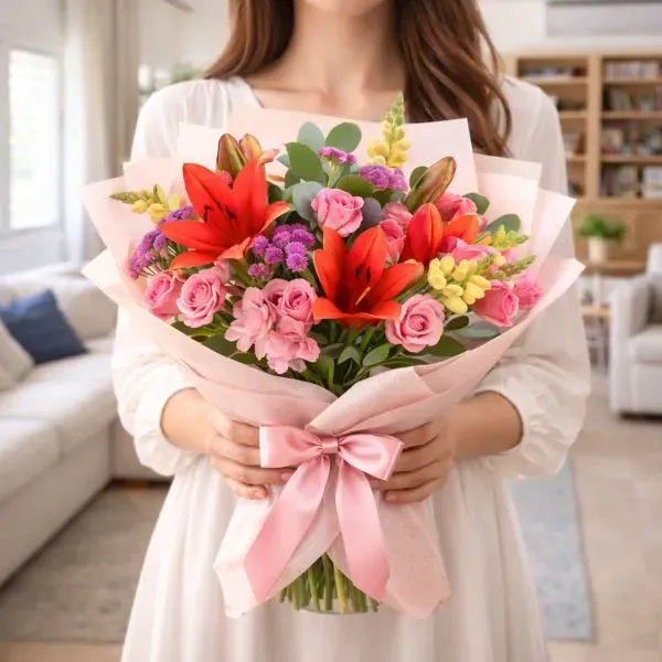 זר פרחים צבעוני