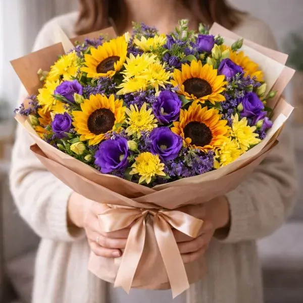 זר פרחים השמש העולה