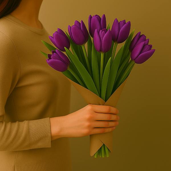 Bouquet of purple tulips