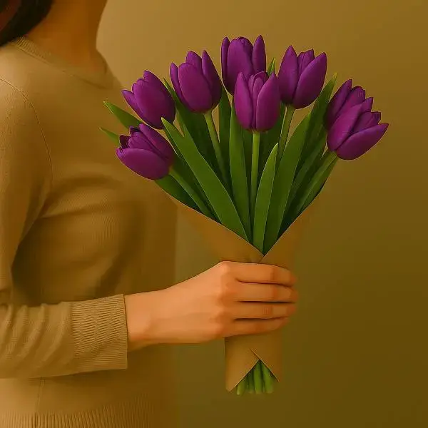 Bouquet of purple tulips