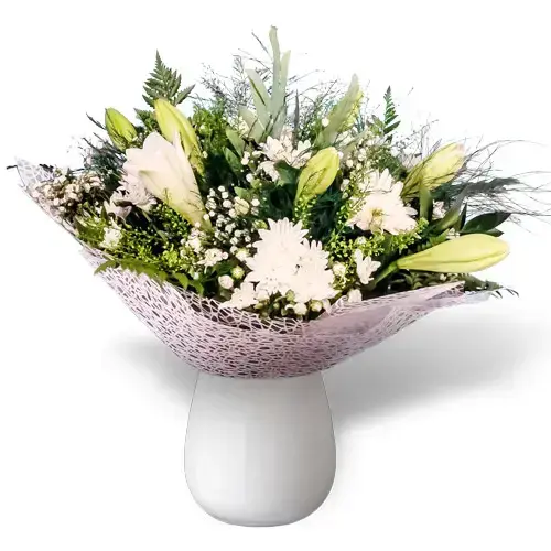 זר פרחים מלאך לבן זר פרחים מלאך לבן