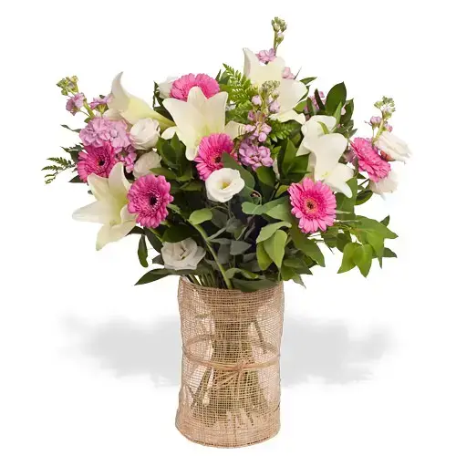 זר פרחים לילה ורוד