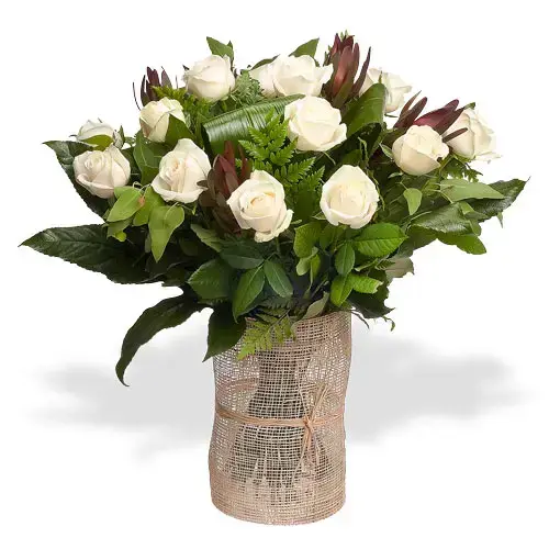 זר פרחים אהבה בלבן