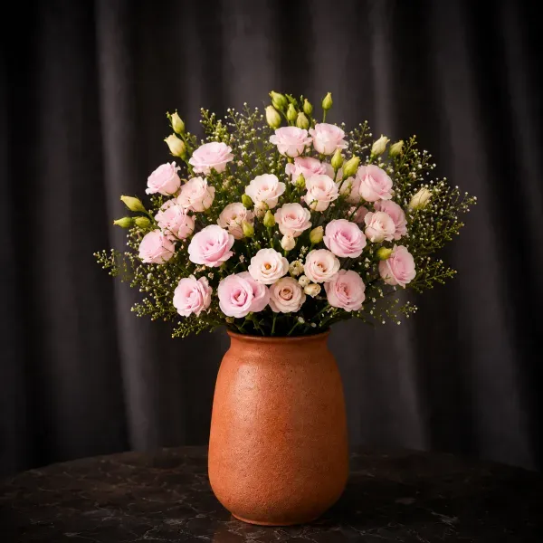 Pink lisianthus bouquet