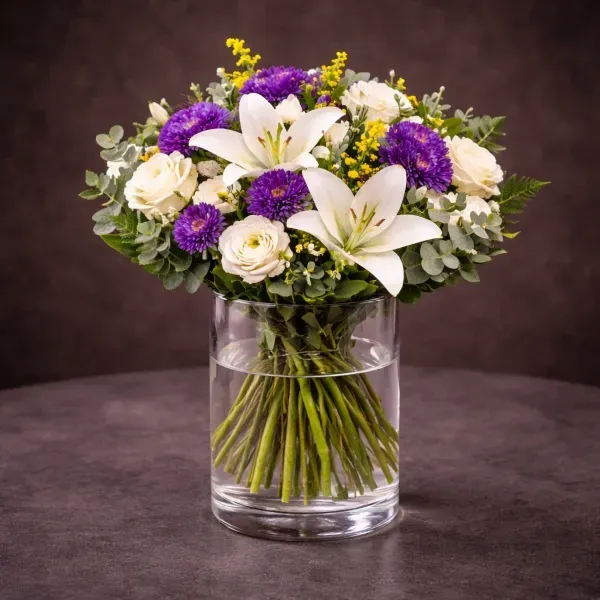 Classic white and purple bouquet