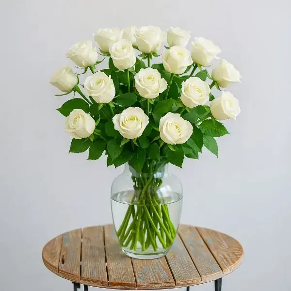 זר 15 ורדים לבנים