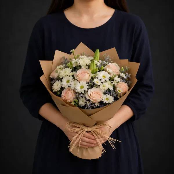 Cream Rose and Chrysanthemum Bouquet
