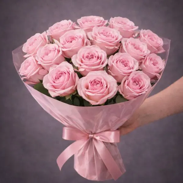 זר 15 ורדים ורודים