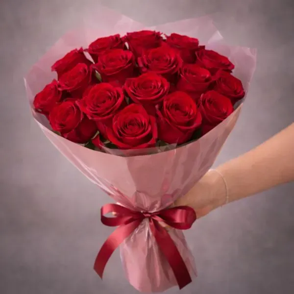 bouquet of 15 impressive red roses