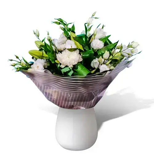 זר פרחים הגברת בלבן