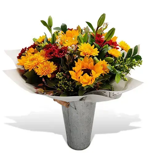 זר פרחים כפרי שמח